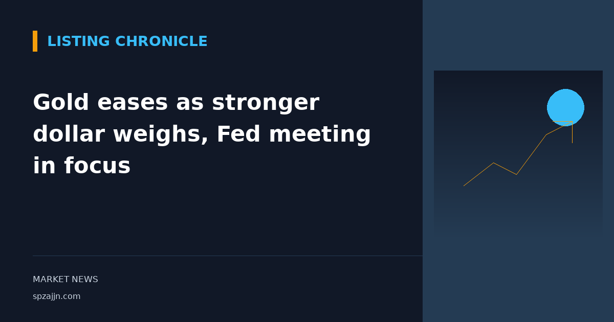 Gold eases as stronger dollar weighs, Fed meeting in focus